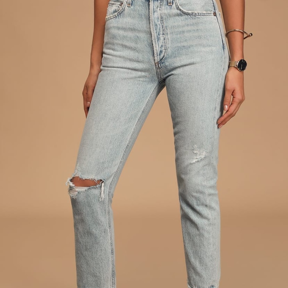 Agolde Light Blue Riley Ripped Jeans 25